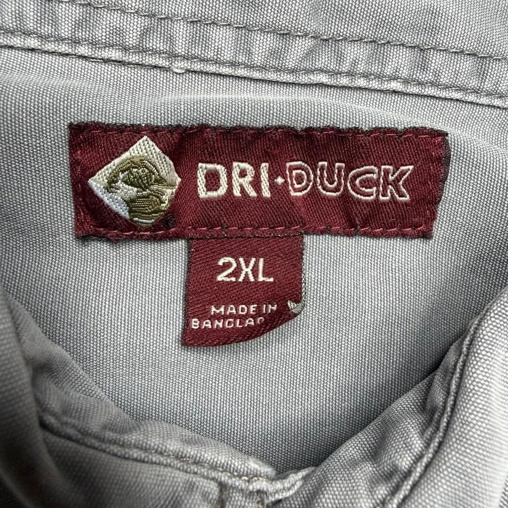 Dri Duck Co-Op Heavy Canvas Workwear Button Down Shirt Grey Mens 2XL